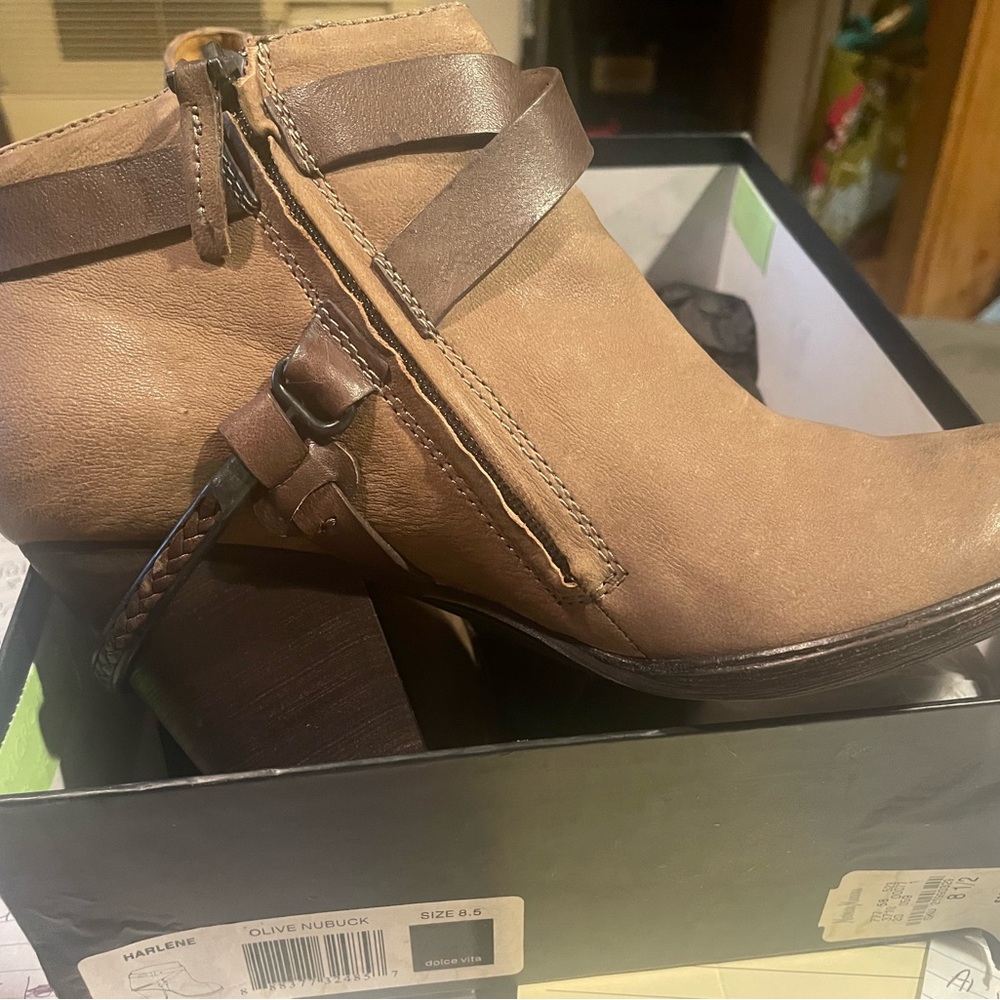 Dolce Vita Brown Ankle Booties with Buckle Straps